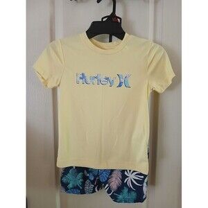 Hurley Swim Trunks and Rash Guard Shirt Multicolor Matching Set Boys 4T UPF 50+